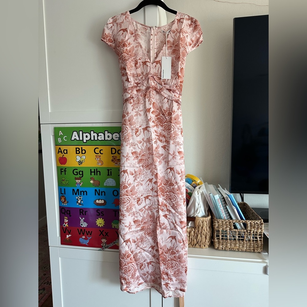 Reformation Kaye Silk Dress in Rosehip